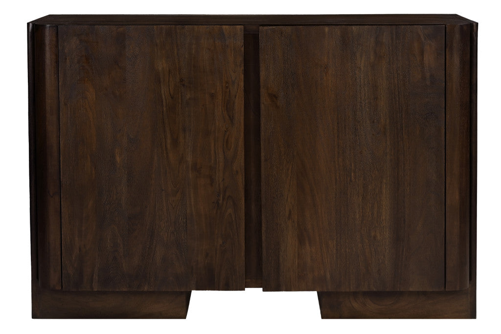 48" Dark Brown Distressed Solid Wood Sideboard Soft Close with Two Doors