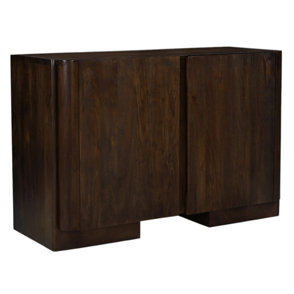 48" Dark Brown Distressed Solid Wood Sideboard Soft Close with Two Doors