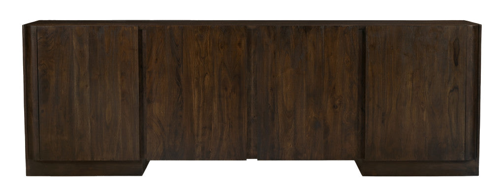 96" Dark Brown Distressed Solid Wood Sideboard With Four Doors