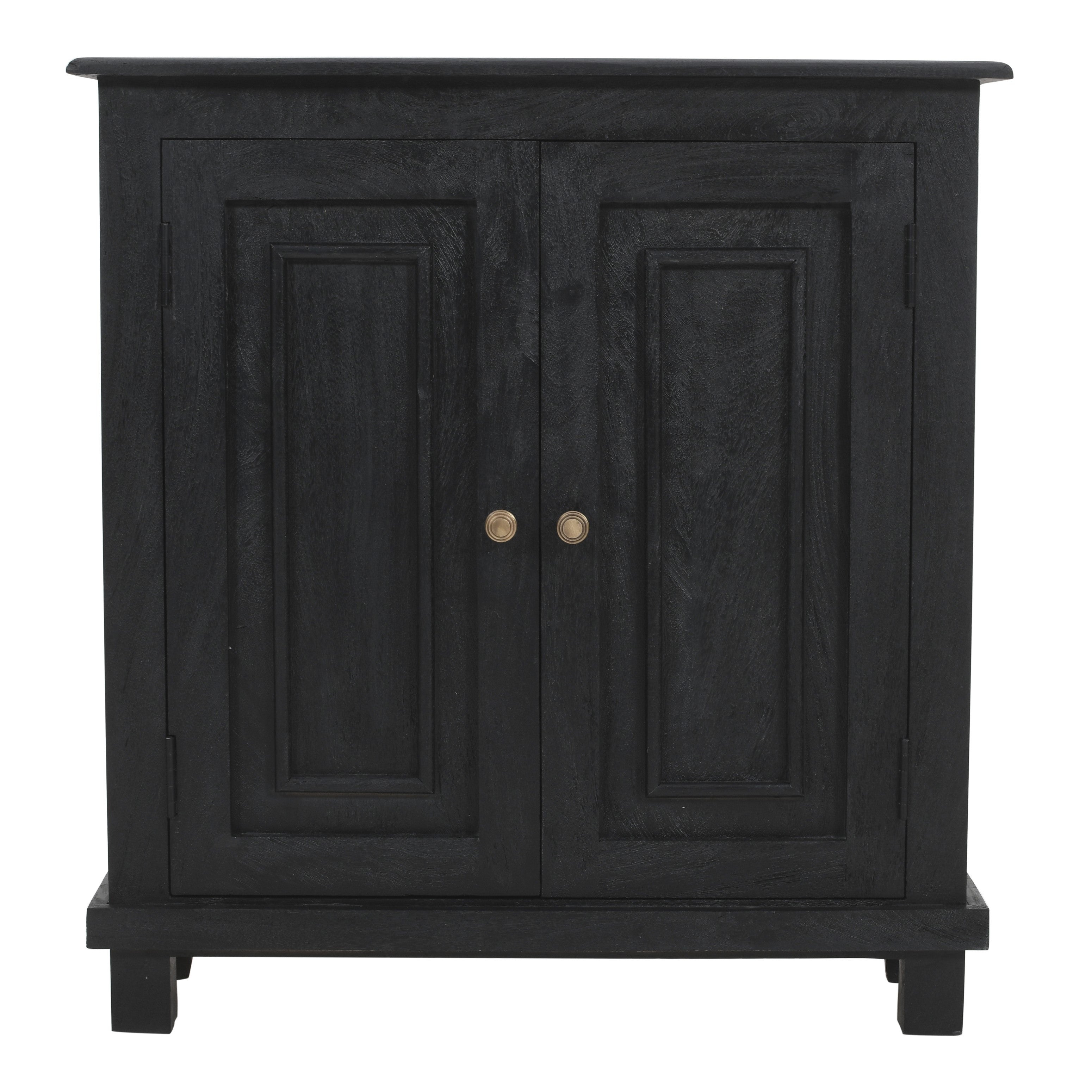 34" Black Distressed Solid Wood Sideboard with Two Doors
