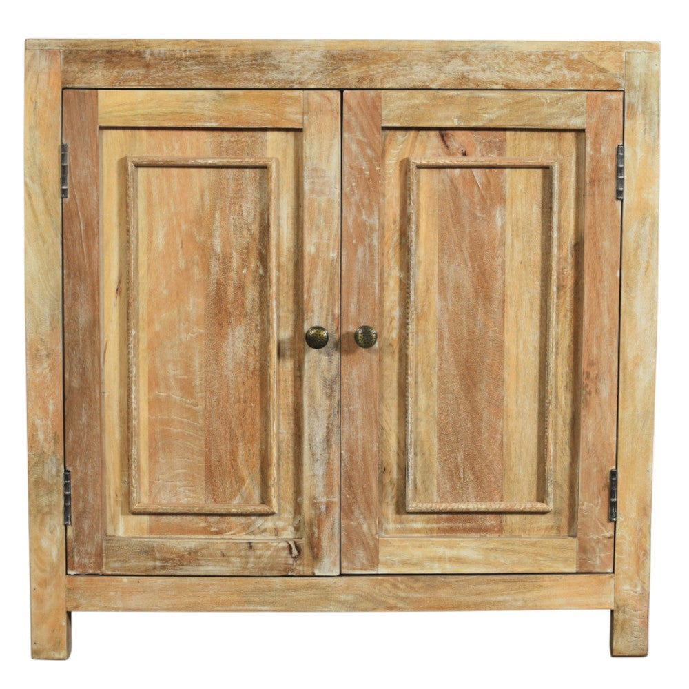 36" Natural Distressed Solid Wood Sideboard with Two Doors