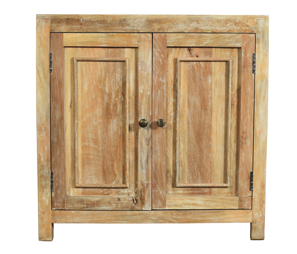 36" Natural Distressed Solid Wood Sideboard with Two Doors