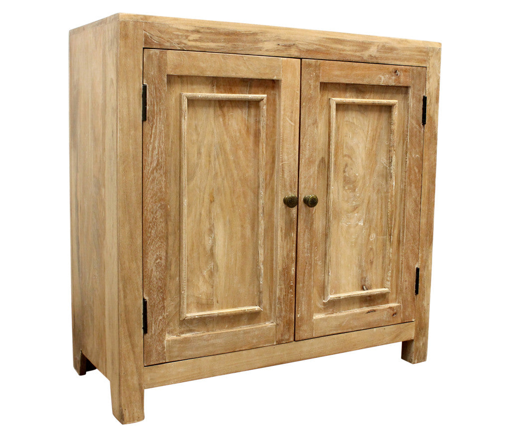 36" Natural Distressed Solid Wood Sideboard with Two Doors