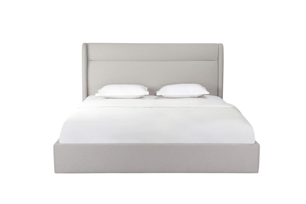 Gray Tufted Linen Blend Upholstered King Bed Frame