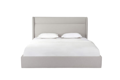 Gray Tufted Linen Blend Upholstered King Bed Frame