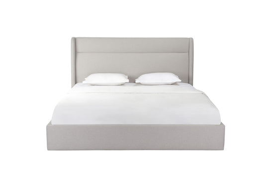 Gray Tufted Linen Blend Upholstered King Bed Frame