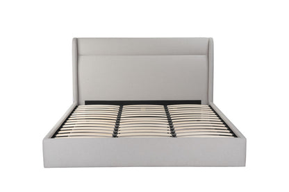 Gray Tufted Linen Blend Upholstered King Bed Frame