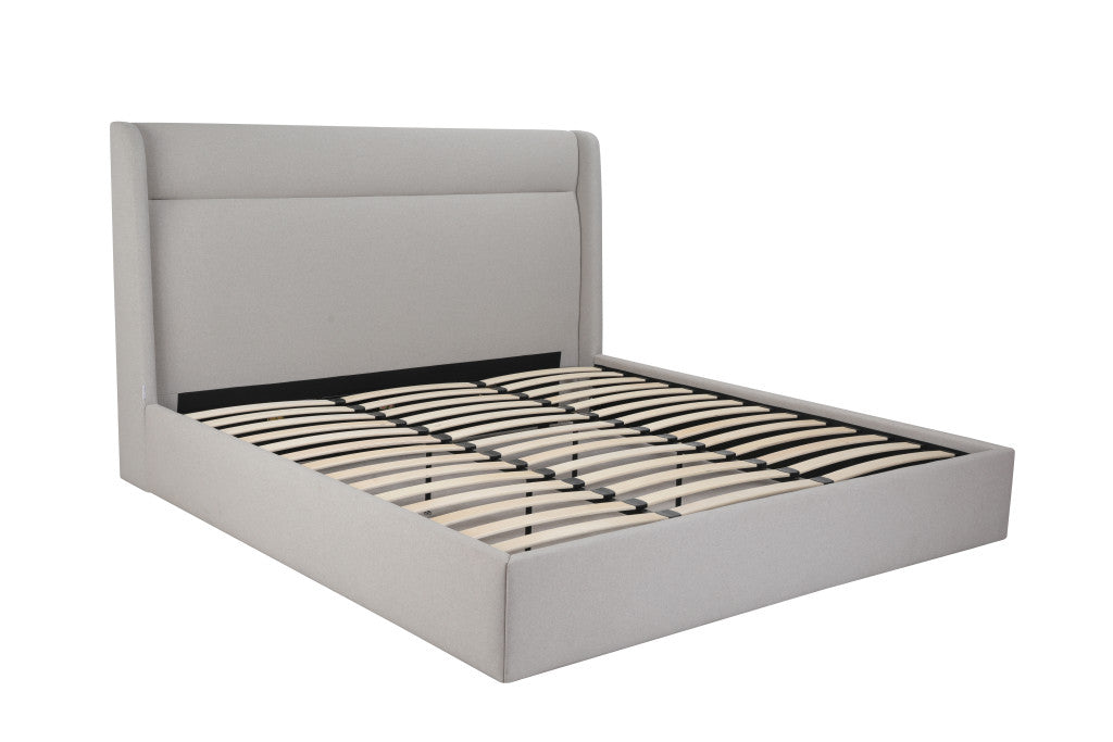 Gray Tufted Linen Blend Upholstered King Bed Frame