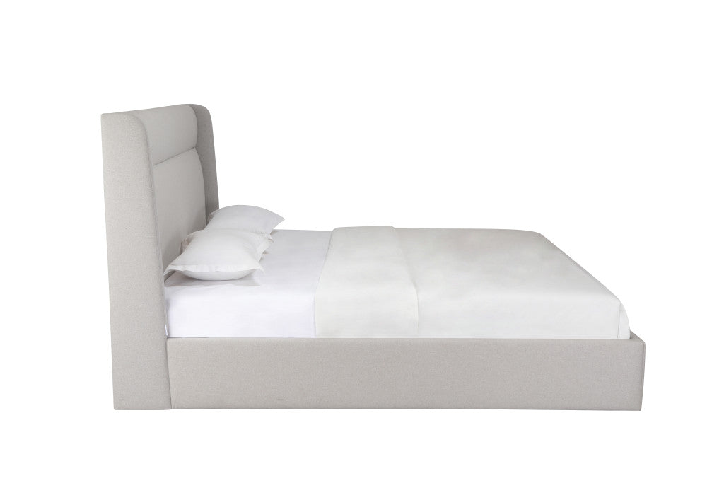 Gray Tufted Linen Blend Upholstered King Bed Frame