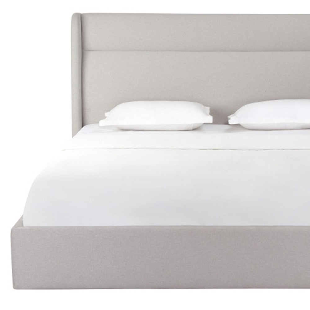 Gray Tufted Linen Blend Upholstered King Bed Frame