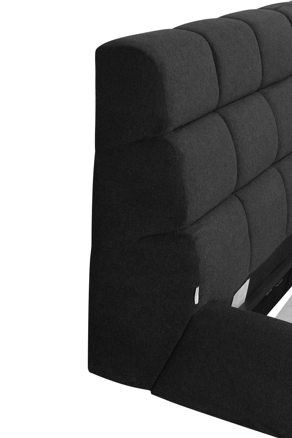 Dark Gray Tufted Linen Blend Upholstered King Bed Frame