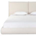 Beige Boucle Upholstered King Bed Frame