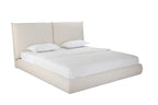 Beige Boucle Upholstered King Bed Frame
