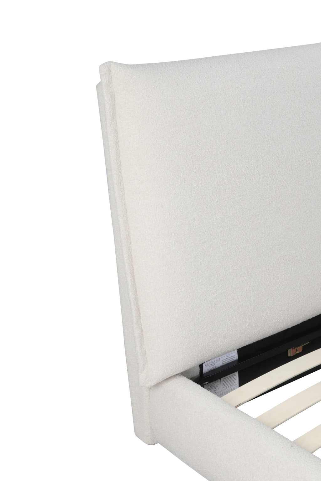 Beige Boucle Upholstered King Bed Frame