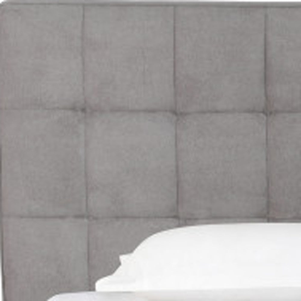 Gray Tufted Linen Blend Upholstered King Bed Frame