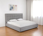 Gray Tufted Linen Blend Upholstered King Bed Frame