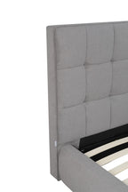Gray Tufted Linen Blend Upholstered King Bed Frame