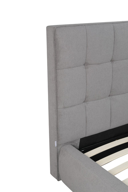 Gray Tufted Linen Blend Upholstered King Bed Frame