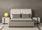 Gray And Cream Faux Leather Upholstered King Bed Frame