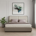 Gray And Cream Faux Leather Upholstered King Bed Frame