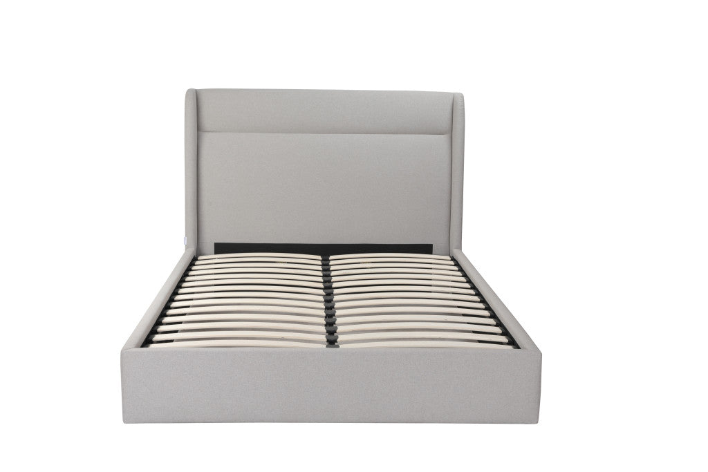 Gray Fabric Upholstered Queen Bed Frame