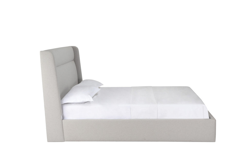 Gray Fabric Upholstered Queen Bed Frame