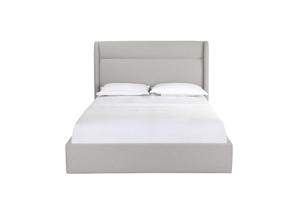 Gray Fabric Upholstered Queen Bed Frame