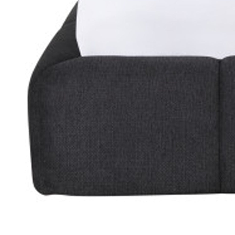 Dark Gray Tufted Linen Blend Upholstered Queen Bed Frame