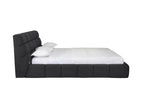 Dark Gray Tufted Linen Blend Upholstered Queen Bed Frame