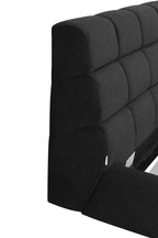 Dark Gray Tufted Linen Blend Upholstered Queen Bed Frame