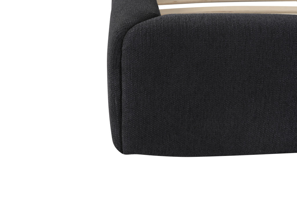 Dark Gray Tufted Linen Blend Upholstered Queen Bed Frame