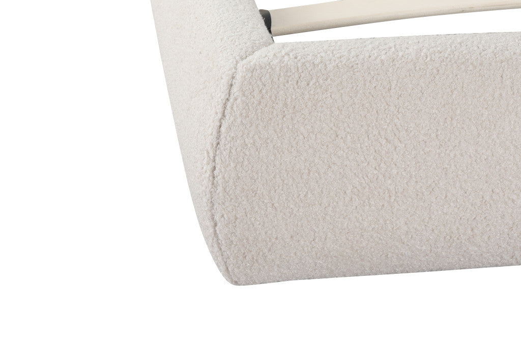 Beige Tufted Boucle Queen Bed Frame