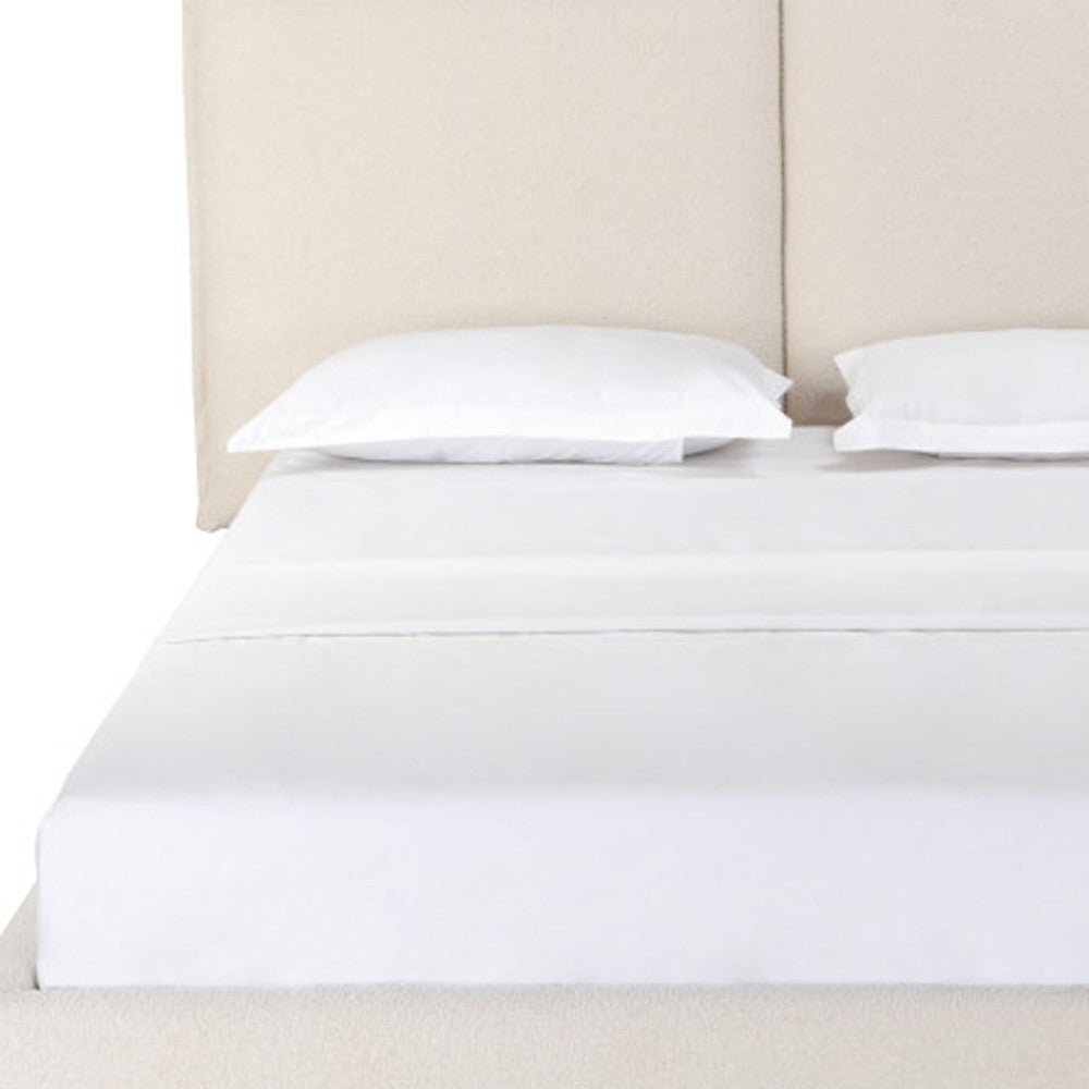 Beige Tufted Boucle Queen Bed Frame