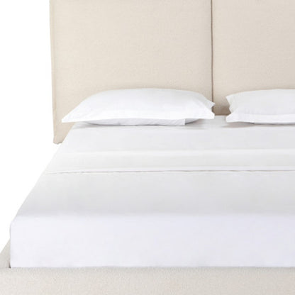 Beige Tufted Boucle Queen Bed Frame