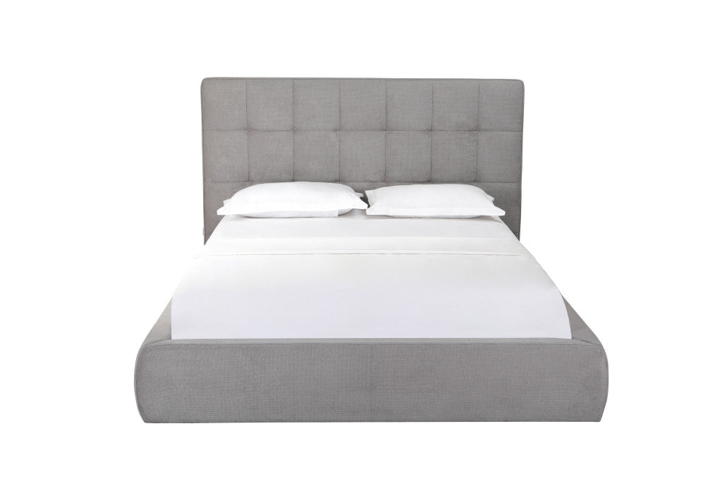 Gray Tufted Linen Blend Upholstered Queen Bed Frame