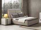 Gray And Cream Faux Leather Upholstered Queen Bed Frame