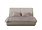 Gray And Cream Faux Leather Upholstered Queen Bed Frame