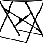 30" Black Rounded Aluminum Folding Outdoor Bistro Table with Umbrella Hole