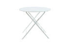 30" White Rounded Aluminum Folding Outdoor Bistro Table with Umbrella Hole