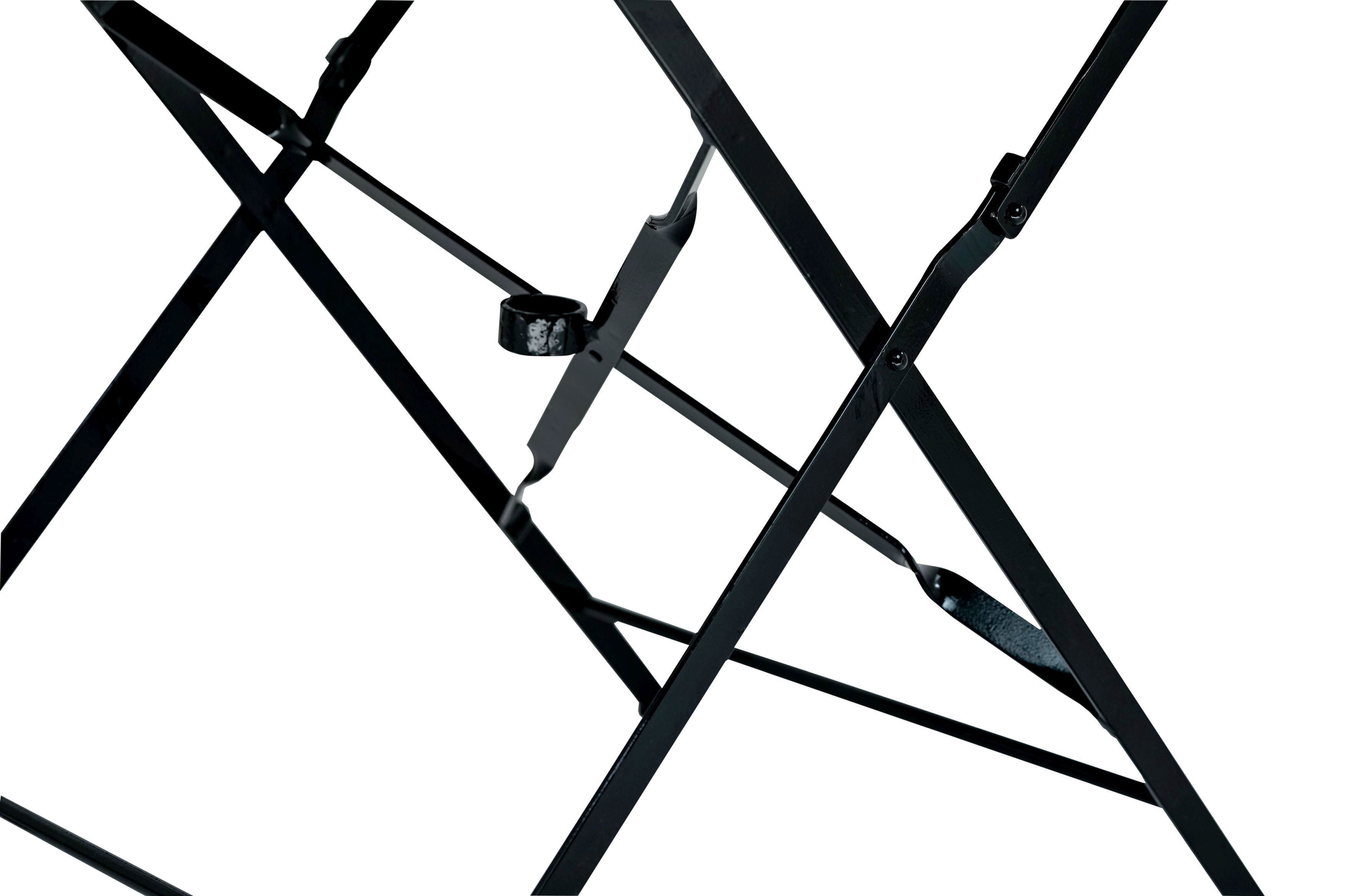 36" Black Rounded Aluminum Folding Outdoor Dining Table with Umbrella Hole