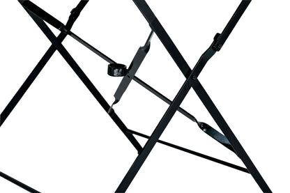 36" Black Rounded Aluminum Folding Outdoor Dining Table with Umbrella Hole