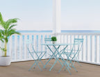 36" Aqua Rounded Aluminum Folding Outdoor Dining Table with Umbrella Hole