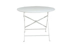 36" White Rounded Aluminum Folding Outdoor Dining Table with Umbrella Hole