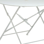 36" White Rounded Aluminum Folding Outdoor Dining Table with Umbrella Hole