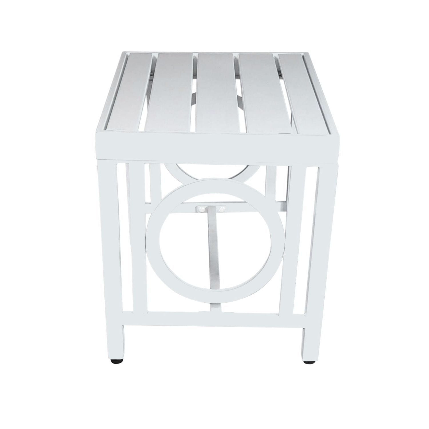 16" White Metal Outdoor Side Table