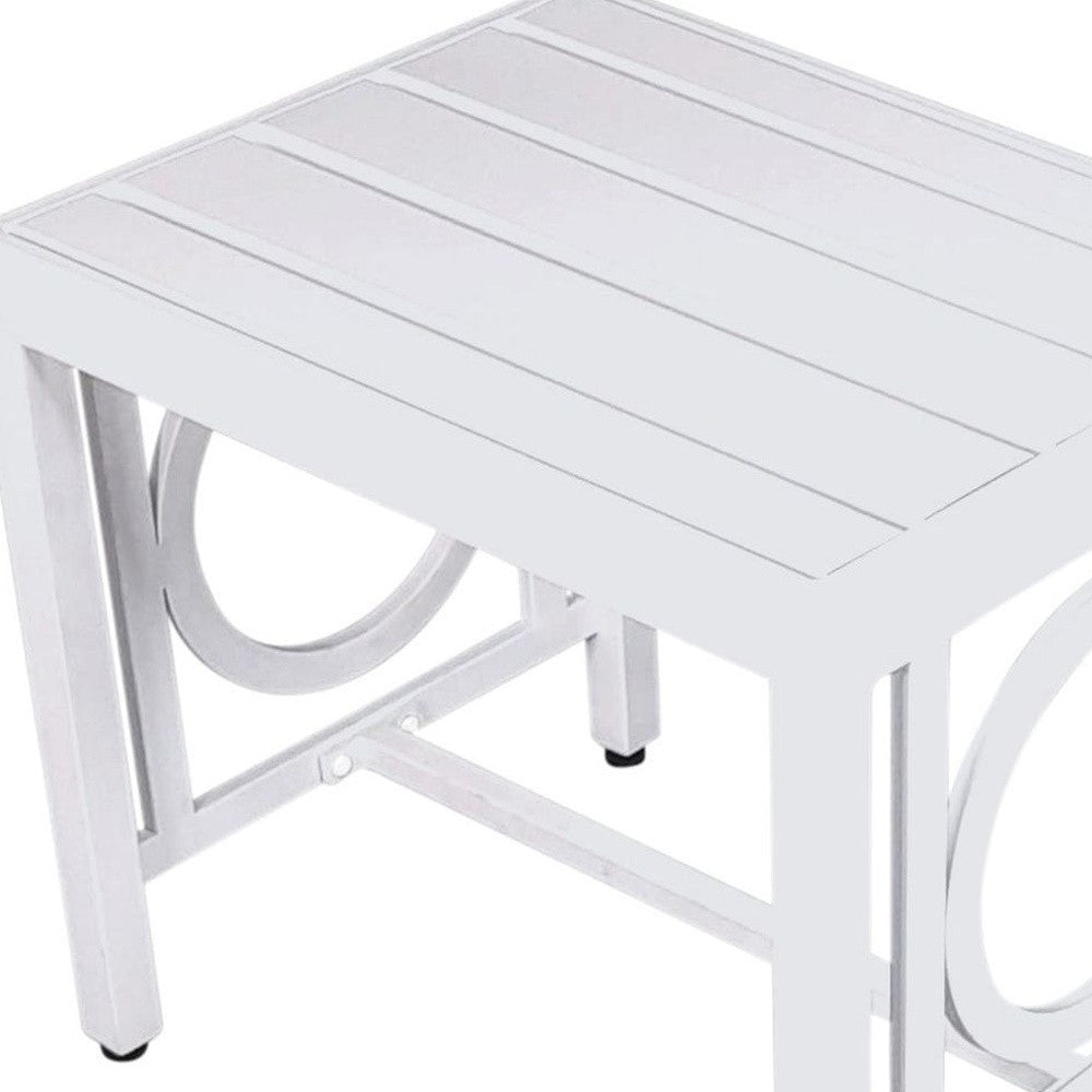 16" White Metal Outdoor Side Table
