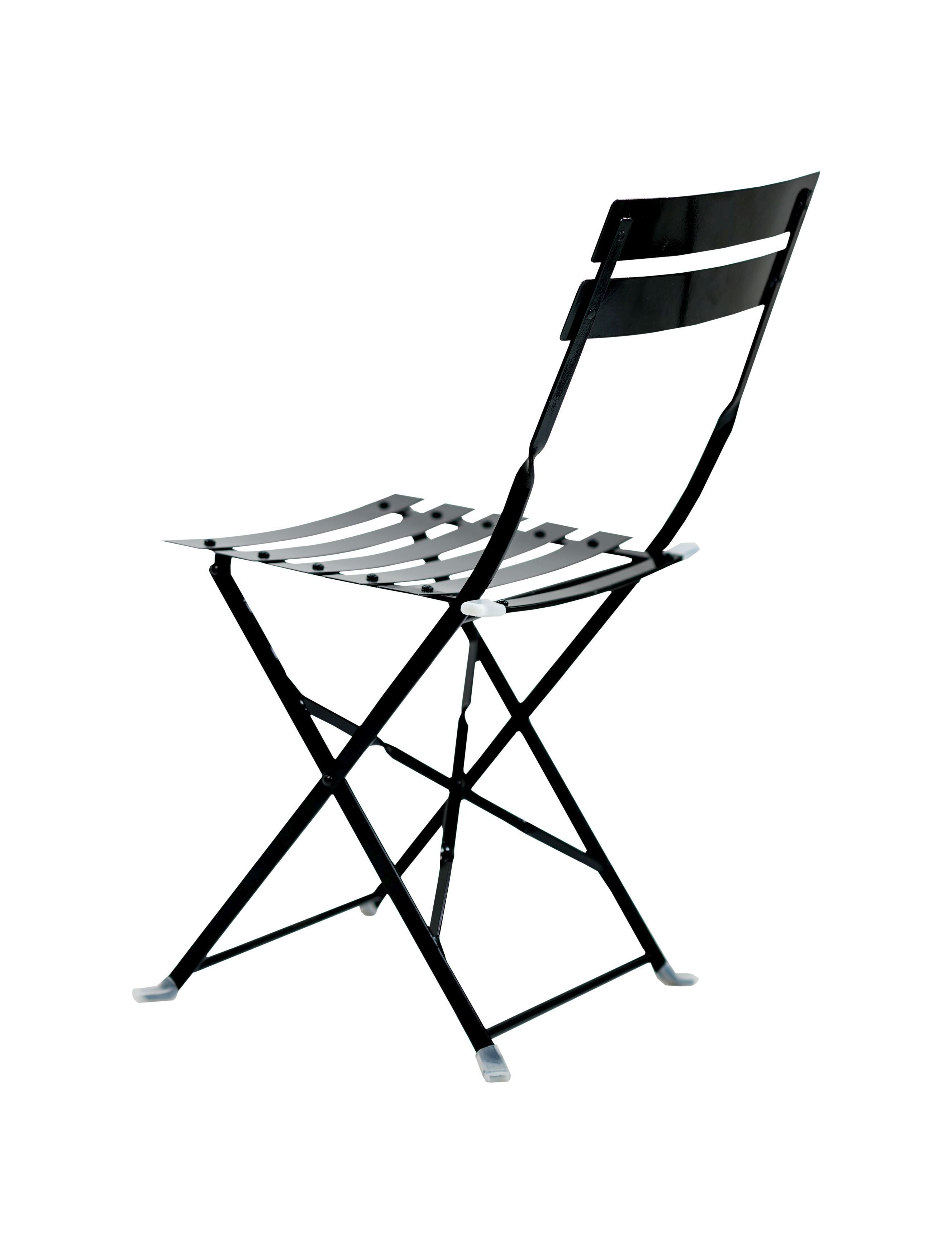 Set of Two Black Aluminum Outdoor Folding Dining Chairs