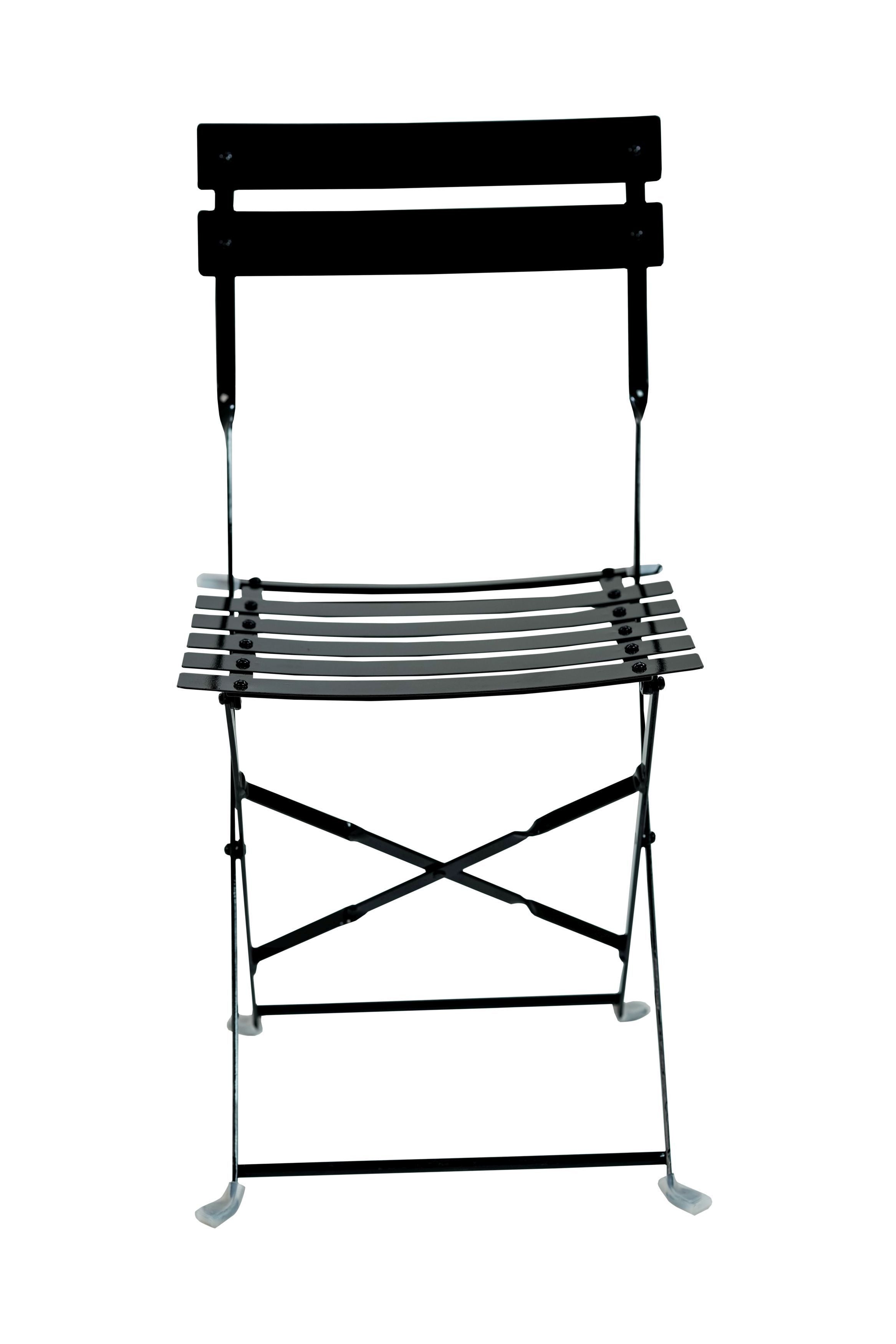 Set of Two Black Aluminum Outdoor Folding Dining Chairs