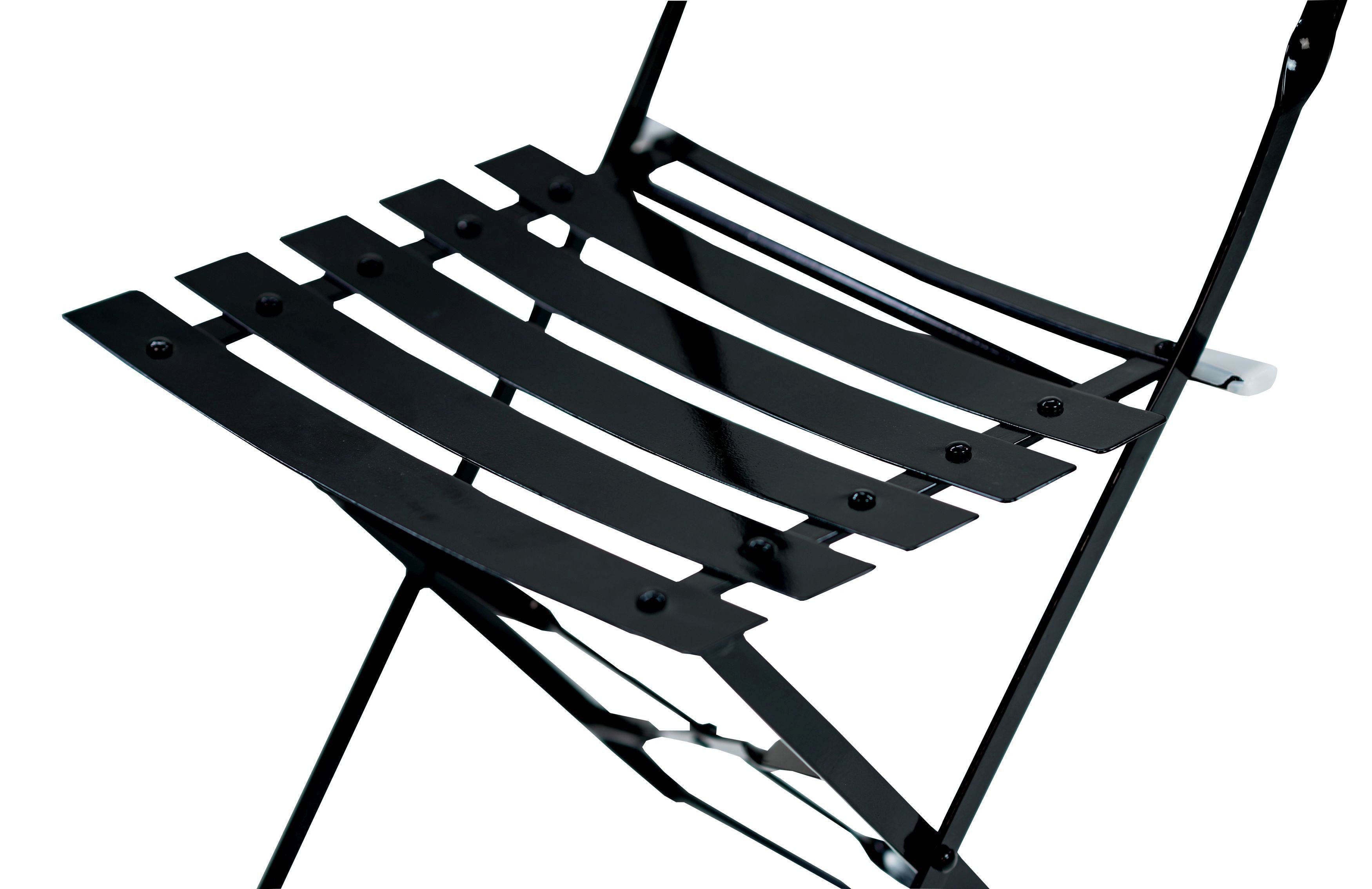 Set of Two Black Aluminum Outdoor Folding Dining Chairs