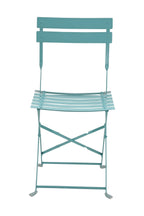 Set of Two Teal Blue Aluminum Outdoor Folding Dining Chairs